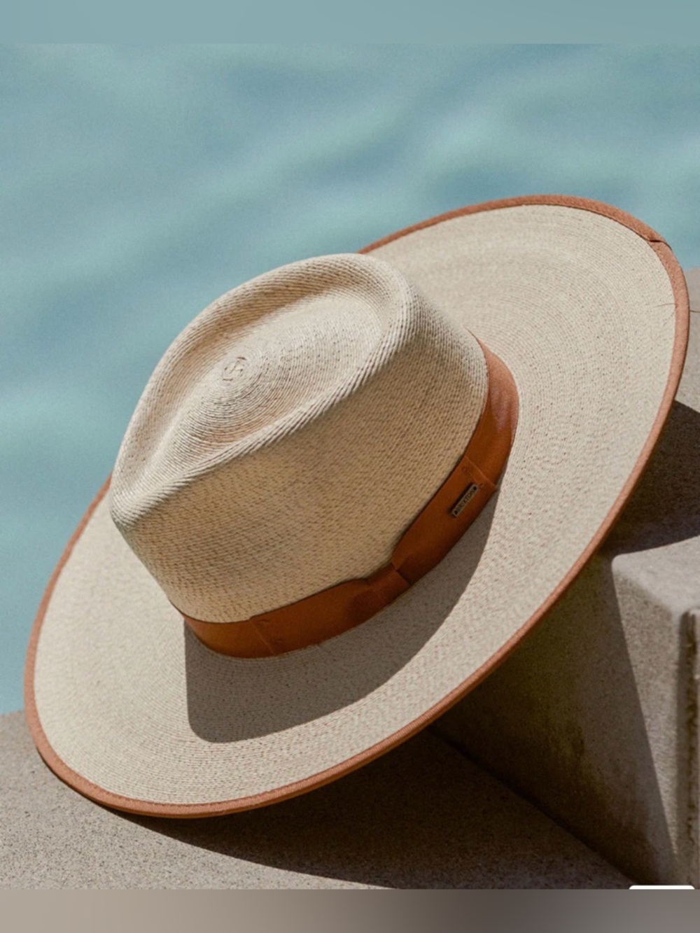 Brixton Jo Straw Rancher Hat with Brown Trim size S